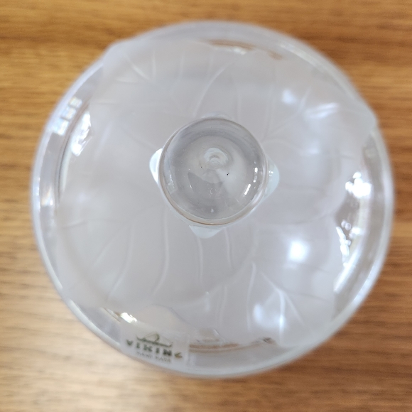 Vintage MCM Viking Clear Satin Glass Cabbage Design Lidded Dish - Picture 3 of 11